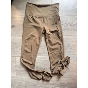 Free People Movement Brown Cropped Leggings with Bow Detail Size Small